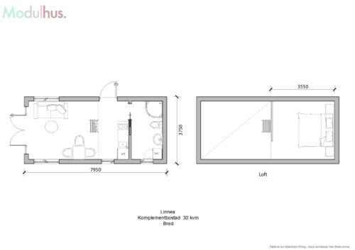 Attefallshus Linnea 30kvm Option 1